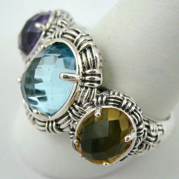 Hilary Joy 4.16ct Multigem 3-Stone Ring - Picture 8 of 12